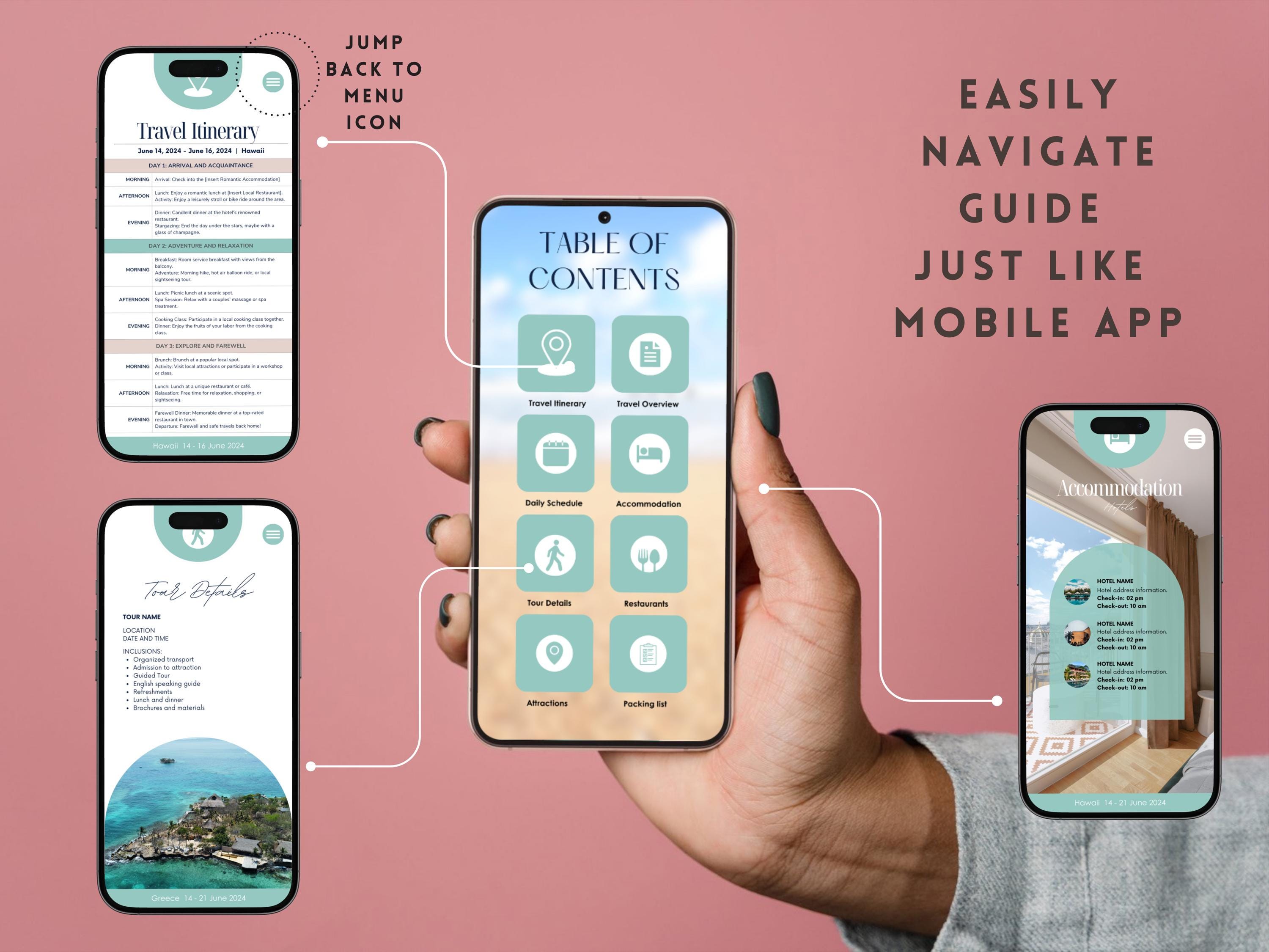 Travel Itinerary Template Vacation Trip Planner Mobile Travel Itinerary ...