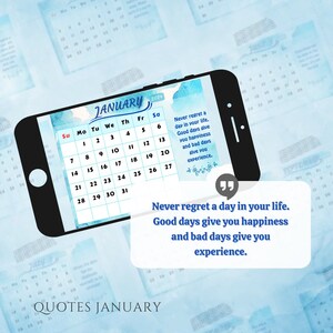 Blue Inspirational Quotes Calendar 2024 Printable A4 Landscape 13 Pages image 4