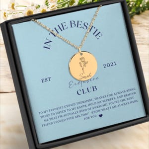 Cadeau meilleur ami, cadeau de Noël, carte message, cadeaux bijoux, meilleur ami, bijoux petite amie, collier fleur de naissance, collier meilleur ami, bracelet meilleur ami