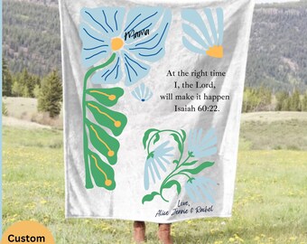 Custom Bible Verse Blanket Christian Custom Name  Blanket, Floral You Are Beautiful Blanket, Grandma Mom Blanket Christian Tapestry Gift