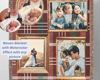 Gift for Mom Blanket: Mothers Day Present from Kids, Mama Bear Woven Throw, Unique Thoughtful Meaningful Birthday, Personalized Custom Idea
