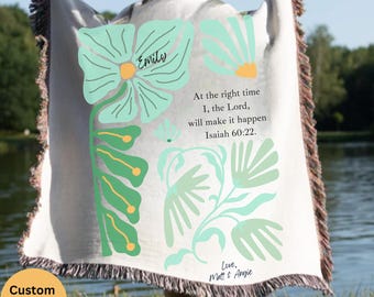 Custom Bible Verse Blanket Christian Custom Name Y Blanket, Floral You Are Beautiful Blanket, Grandma Mom Blanket Christian Tapestry Gift