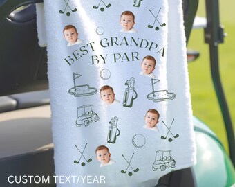 Aangepaste golfhanddoek met kinderfoto, kindergolflap, cadeaus voor hem, cadeau golfliefhebber, cadeau vader, aangepaste naam vaderdag golfcadeau, golfcadeau