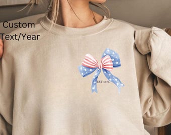 Koszula Comfort Colors® USA Coquette Bow, damska koszula 4 lipca, damska koszula USA, damska koszula USA 4 lipca, koszula z okazji Dnia Niepodległości