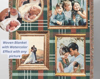 Gift for Mom Blanket: Mothers Day Present from Kids, Mama Bear Woven Throw, Unique Thoughtful Meaningful Birthday, Personalized Custom Idea