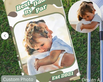 Aangepaste golfhanddoek met kinderfoto, kindergolflap, cadeaus voor hem, cadeau golfliefhebber, cadeau vader, aangepaste naam vaderdag golfcadeau, golfcadeau