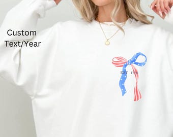 Koszula Comfort Colors® USA Coquette Bow, damska koszula 4 lipca, damska koszula USA, damska koszula USA 4 lipca, koszula z okazji Dnia Niepodległości