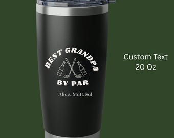 Personalized Golf Water Bottle, Father's Day Gift for Dad, Best Dad By Par Custom Tumbler, Engraved Golf Gifts for Him, Kids Names Bottle