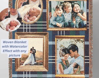 Gift for Mom Blanket: Mothers Day Present from Kids, Mama Bear Woven Throw, Unique Thoughtful Meaningful Birthday, Personalized Custom Idea