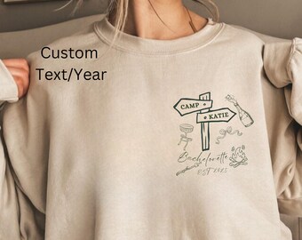 Personalized Camp Bachelorette Sweatshirts, Custom Camp Bach Bachelorette Crewneck, Lake Bachelorette Shirts Last Trail Before Veil Mountain