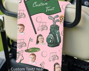 Aangepaste golfhanddoek met kinderfoto, kindergolflap, cadeaus voor hem, cadeau golfliefhebber, cadeau vader, aangepaste naam vaderdag golfcadeau, golfcadeau
