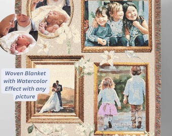 Gift for Mom Blanket from Kids Woven Throw Personalized Custom blanketGift for Mom Nature Floral Decor mothers day Christmas present Grandma