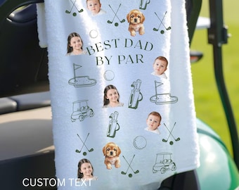 Aangepaste golfhanddoek met kinderfoto, kindergolflap, cadeaus voor hem, cadeau golfliefhebber, cadeau vader, aangepaste naam vaderdag golfcadeau, golfcadeau