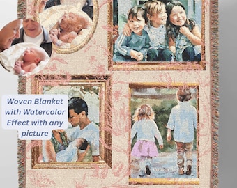 CUSTOM Photo Blanket -Personalized Photo Woven Cotton Throw -Custom Blanket with Picture Blanket For Mom Memory Grandma Gift Made in the USA