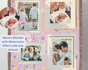 Gift for Mom Blanket: Mothers Day Present from Kids, Mama Bear Woven Throw, Unique Thoughtful Meaningful Birthday, Personalized Custom Idea