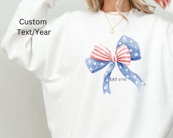 Koszula Comfort Colors® USA Coquette Bow, damska koszula 4 lipca, damska koszula USA, damska koszula USA 4 lipca, koszula z okazji Dnia Niepodległości