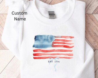 Koszula Comfort Colors® USA Coquette Bow, damska koszula 4 lipca, damska koszula USA, damska koszula USA 4 lipca, koszula z okazji Dnia Niepodległości