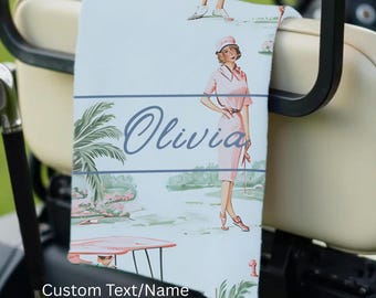 Custom Golf Towel Womens Golf Gift Ladies Golf Pink Golf Accessories Personalized Birthday Gift Golfing Girl Gift Golf Buddy Gift Golf Club