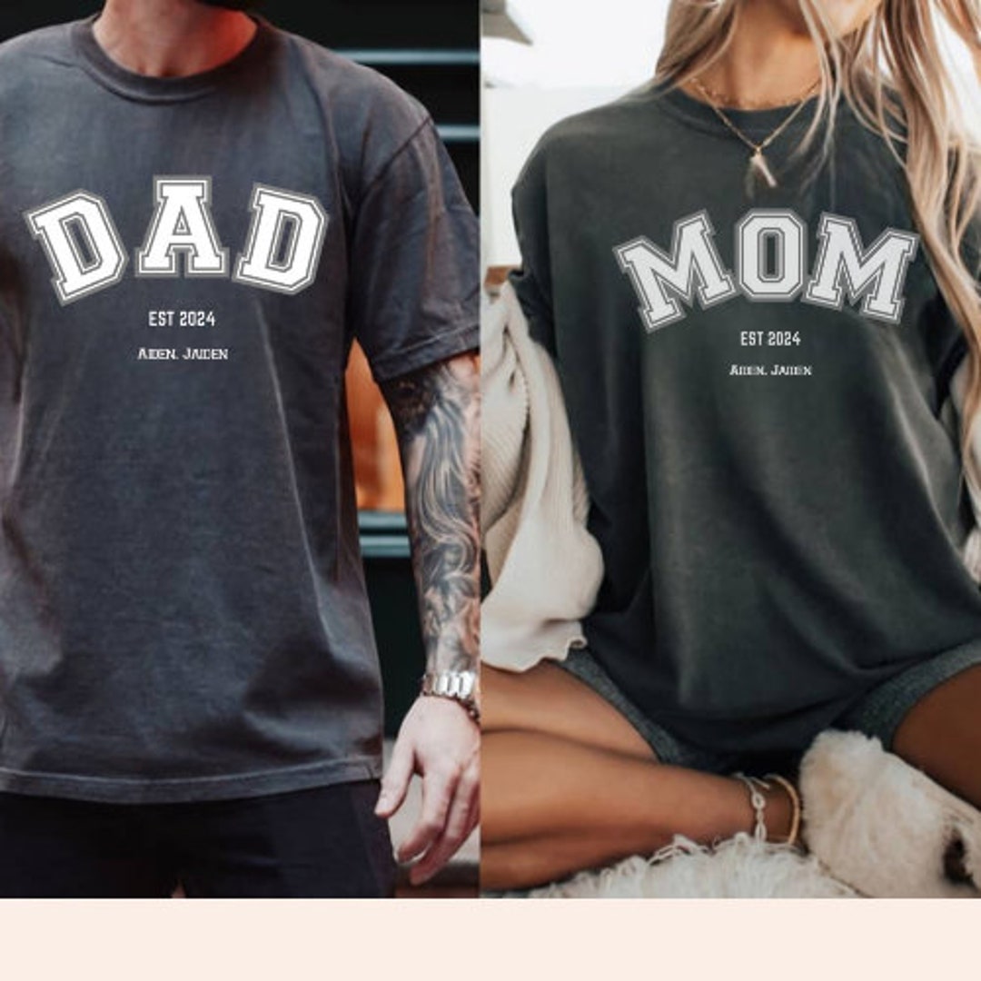 Custom Mom and Dad Shirts Kids Name Comfort Colors New Dad and Mom ...
