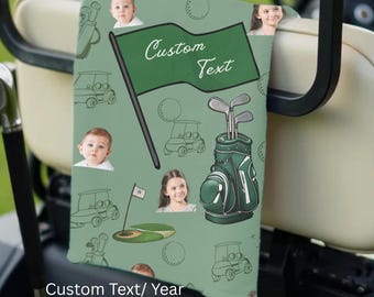 Aangepaste golfhanddoek met kinderfoto, kindergolflap, cadeaus voor hem, cadeau golfliefhebber, cadeau vader, aangepaste naam vaderdag golfcadeau, golfcadeau