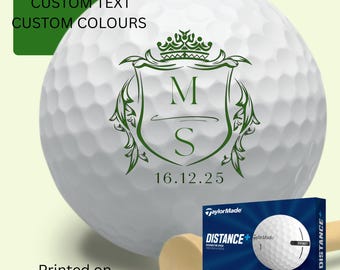 Personalized Wedding Golf Ball Favors , Custom Wedding Crest, Wedding Monogram Wedding Custom Golf Ball, wedding favors printed Golf Balls