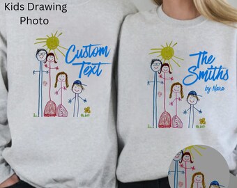 Personalized Fall Family Sweatshirt, Custom Matching Mom Dad Outfit, Autumn Family Crewneck Custom Picture Shirt Christmas Sweater Drawing