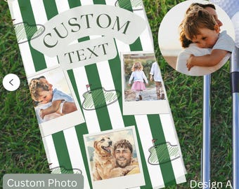Aangepaste golfhanddoek met kinderfoto, kindergolflap, cadeaus voor hem, cadeau golfliefhebber, cadeau vader, aangepaste naam vaderdag golfcadeau, golfcadeau