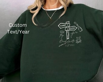 Personalized Camp Bachelorette Sweatshirts, Custom Camp Bach Bachelorette Crewneck, Lake Bachelorette Shirts Last Trail Before Veil Mountain
