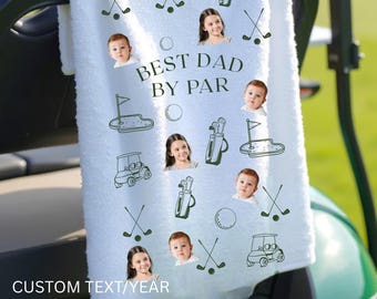 Aangepaste golfhanddoek met kinderfoto, kindergolflap, cadeaus voor hem, cadeau golfliefhebber, cadeau vader, aangepaste naam vaderdag golfcadeau, golfcadeau