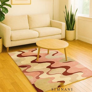Hand-Tufted Wool Abstract Rug: Modern Art, High-Low Pile