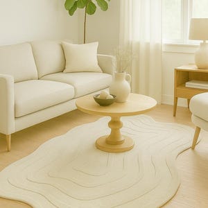 Hand-Tufted Wool Area Rug: Abstract Organic Landscape Design