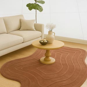 Hand-Tufted Wool Area Rug: Abstract Organic Landscape Design