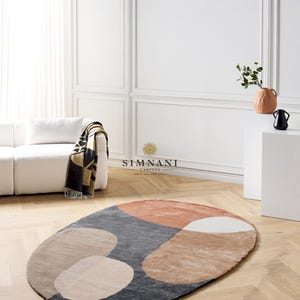 Abstract Wool Area Rug: Hand-Tufted Modern Color Block Carpet