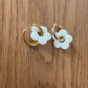 Flower hoop earrings - stainless steel hoops - acrylic flowers - resin flowers - women&#39;s gift - gift for her - new