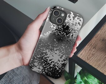 Watercolor Black Blots Tough Case - IPhone 15 Pro Max 14 13 12 11 - Samsung Galaxy S23 S22 S21 S20 - Google Pixel 7 6 5 - Black Gray