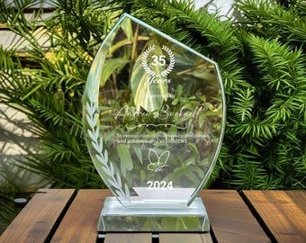 Custom Award Plaque, Retirement Award Plaque, Glass Appreciation Plaque, Crystal Glass Award Plaque Trophy For Teacher, Nurse, Officer