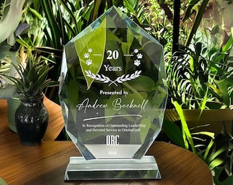 Custom Award Plaque, Glass Award Plaque, Year of Service Award Plaque, Crystal  Glass Award Plaque Trophy For Teacher, Nurse, Officer