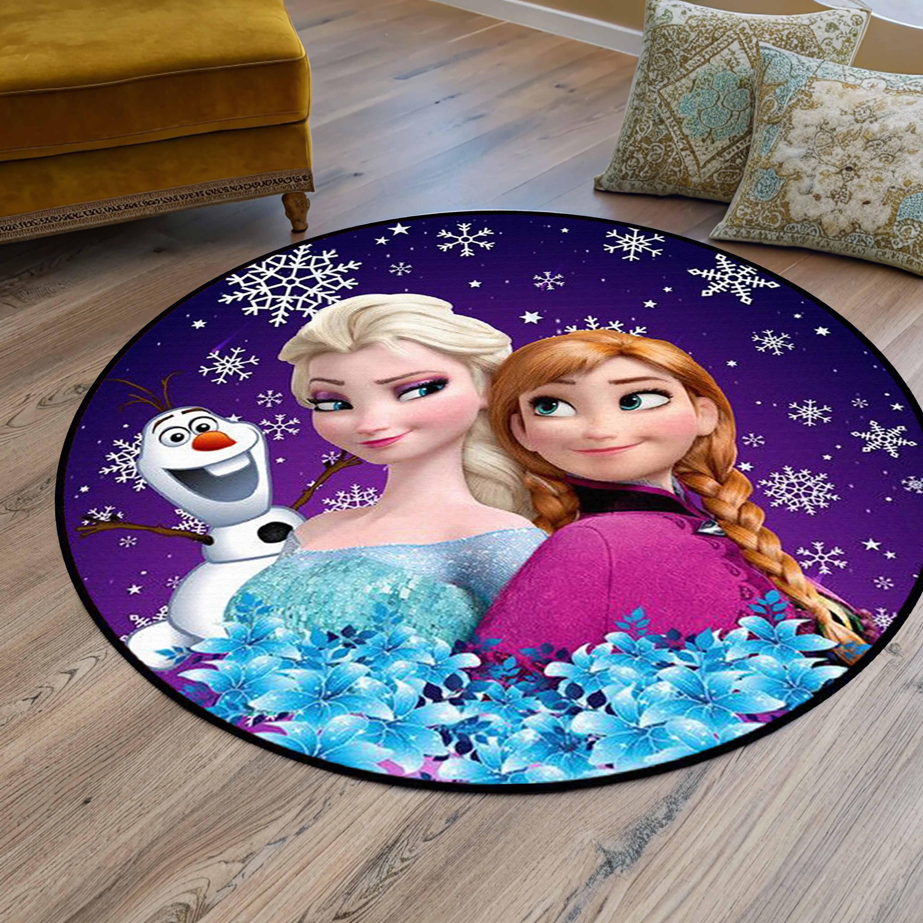 Elsa Round Rug Round Princess Elsa Nursery Rug, Winter Wonderland Decor - Etsy