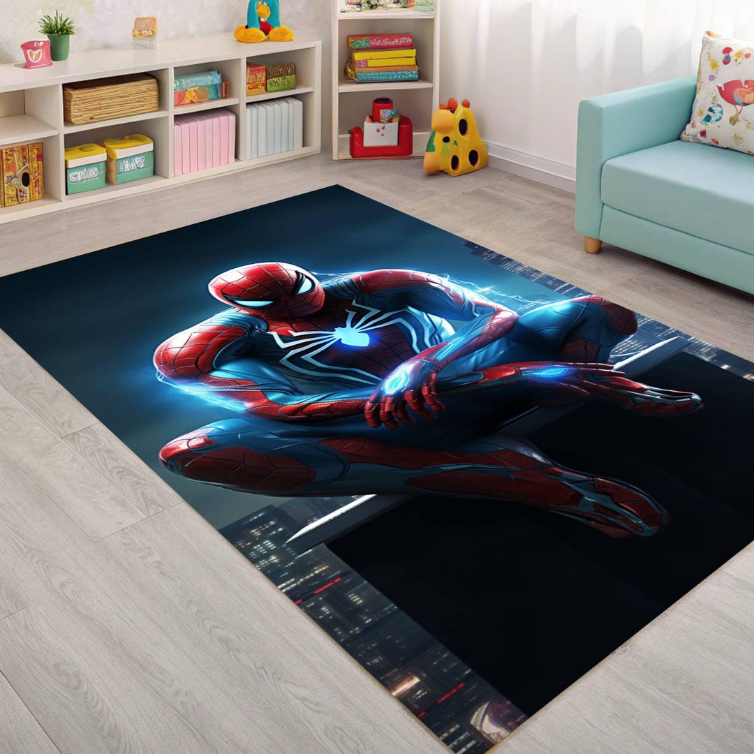 Spiderman Kids Room Rug: Modern 3D Print, Non-slip - Etsy