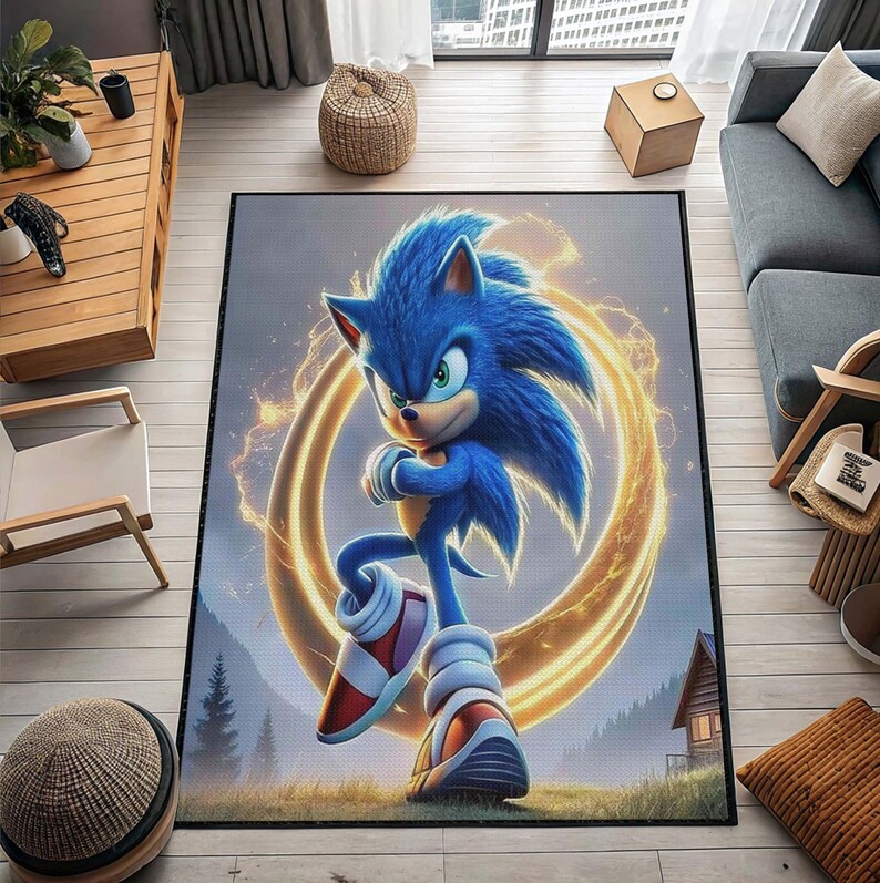 Sonic Rug Sonic Kids Room Rug,colorful Cartoon Gaming Carpet - Etsy