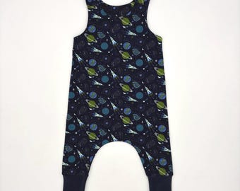 6-9 months Space baby romper, ready to ship