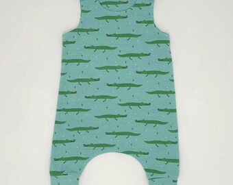 Crocodile baby dungarees (Various sizes) Baby and Children's romper, handmade to order