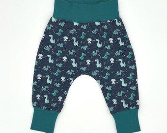 Harem style baby leggings, dinosaurs on blue, made to order, various sizes