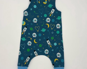 Space Mouse baby dungarees (Various sizes) Baby and Children's romper, handmade to order