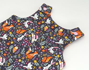Spring animals and flowers Handmade dungarees, Woodland Baby and Children's romper