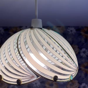Vintage Art Deco Glass Lamp Shade | Swirl Pattern Frosted & Clear Glass | Brass Frame Ceiling Light Shade | Mid Century Lighting
