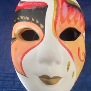 Vintage Porcelain Mask, Wall Hanging Decor