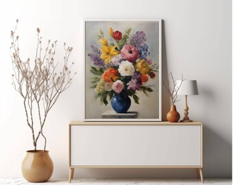 Flower Painting, Flower Wall Art, Flower, Painting, Vintage Painting, Painting, Landscape Painting, Instant Download, Digital Download PNG