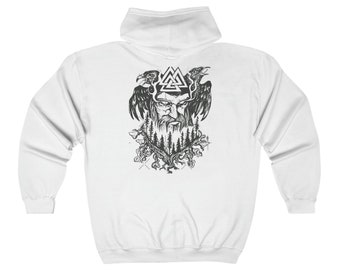 Unisex Heavy Blend™ Full Zip Hooded Sweatshirt with Odin Design and  Nordischem Compass