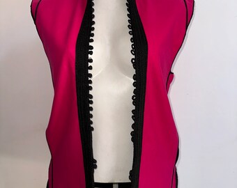 SLEEVELESS VEST pink & black, traditional dress, moroccan touch, unique outfit, hand made dress, SIZE S
